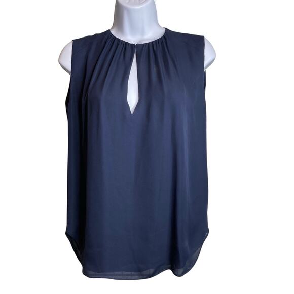 L'Agence Women's Navy Blue Sleeveless 100% Silk Blouse Size XS Flowy Old Money - Picture 1 of 12